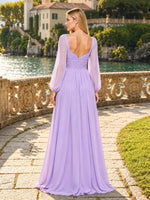 Elegant A-line Bridesmaid Dress with Long Sleeves