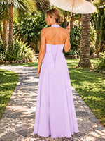 Ruched Halter Bridesmaid Dress 