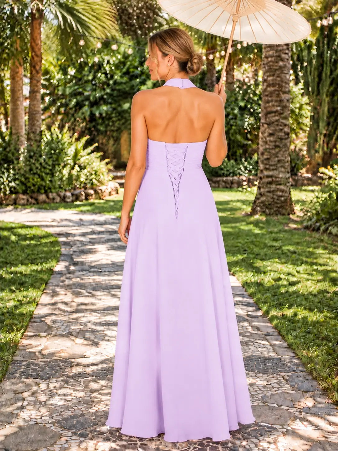 Ruched Halter Bridesmaid Dress 