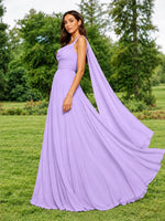 Chiffon Bridesmaid Dress with Draped Scarf
