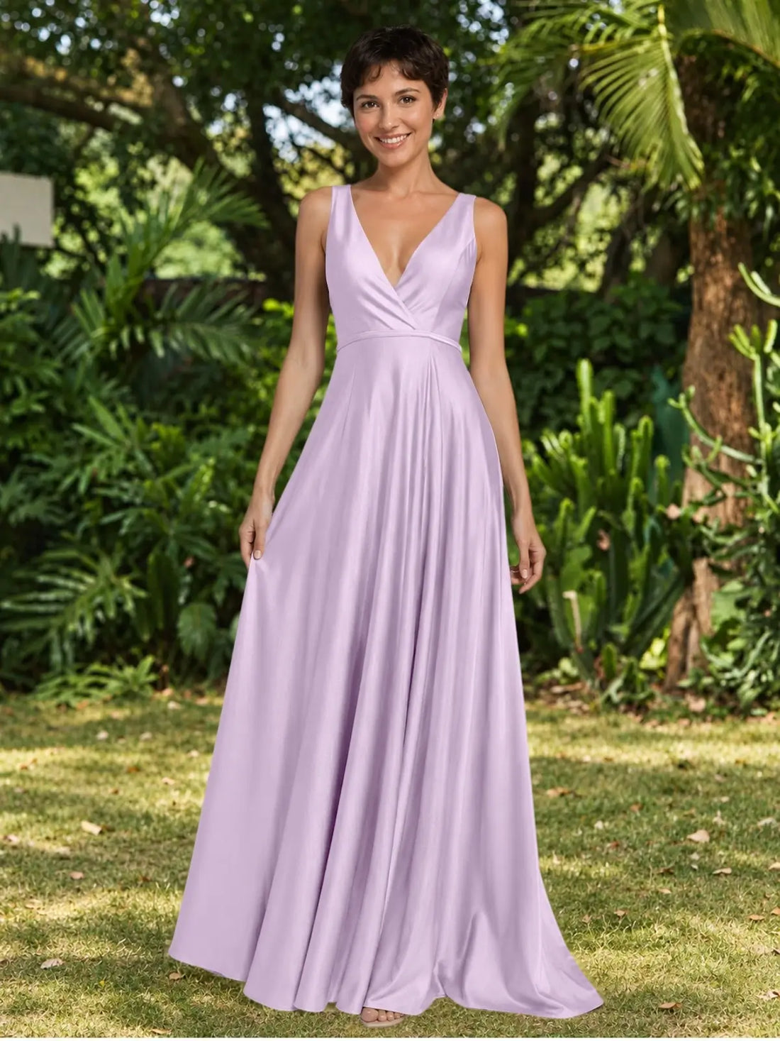 A-line Bridesmaid Dress with Cross-Over Bodice