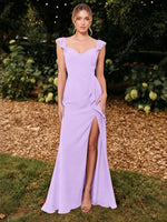 Chiffon Bridesmaid Dress with Ruffle Straps 