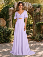 Cowl Neck Bridesmaid Dress with Cut-Out Detail