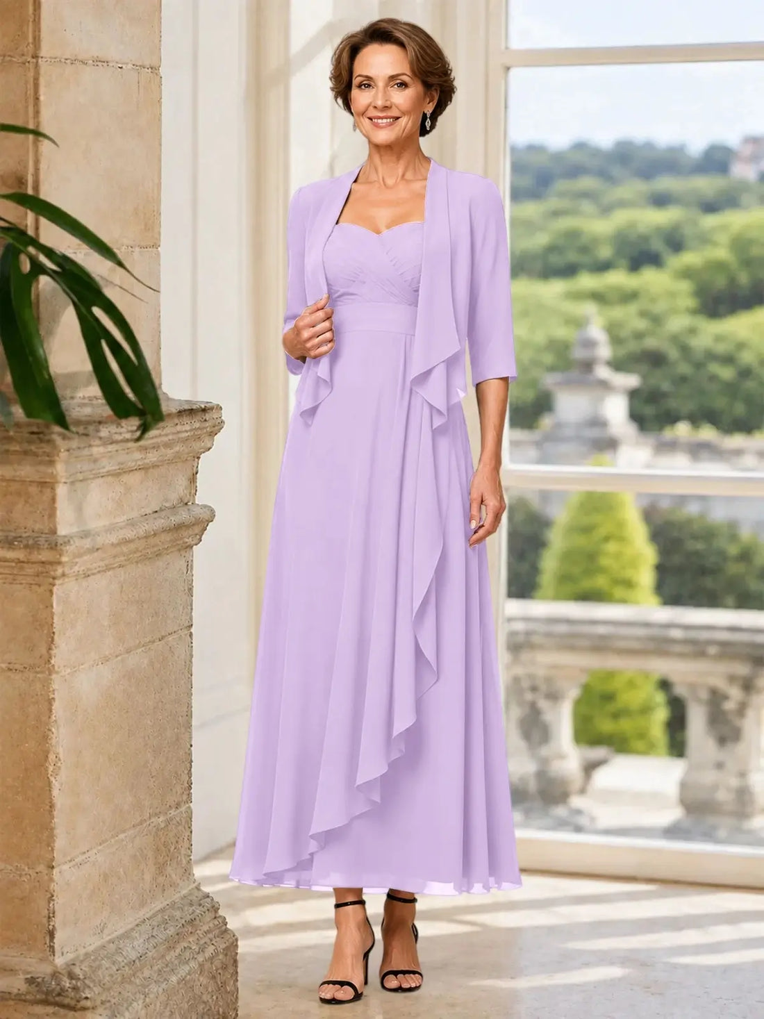 Two-piece Mother of the Bride Dress with Ruffle Design 