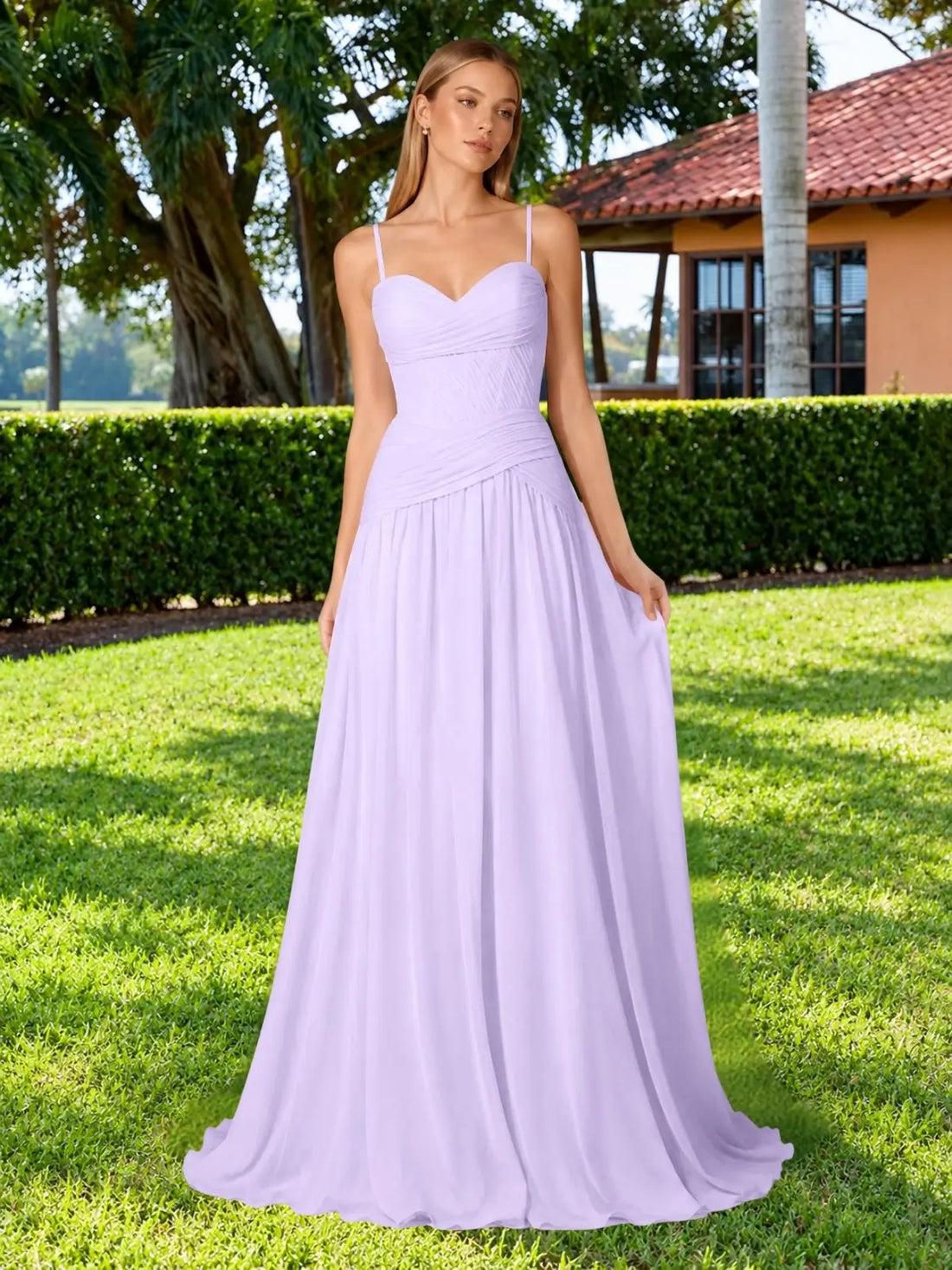 Chiffon Bridesmaid Dress with Ruched Design 
