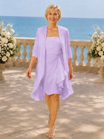 Ruched Chiffon Two-Piece Dress Set 