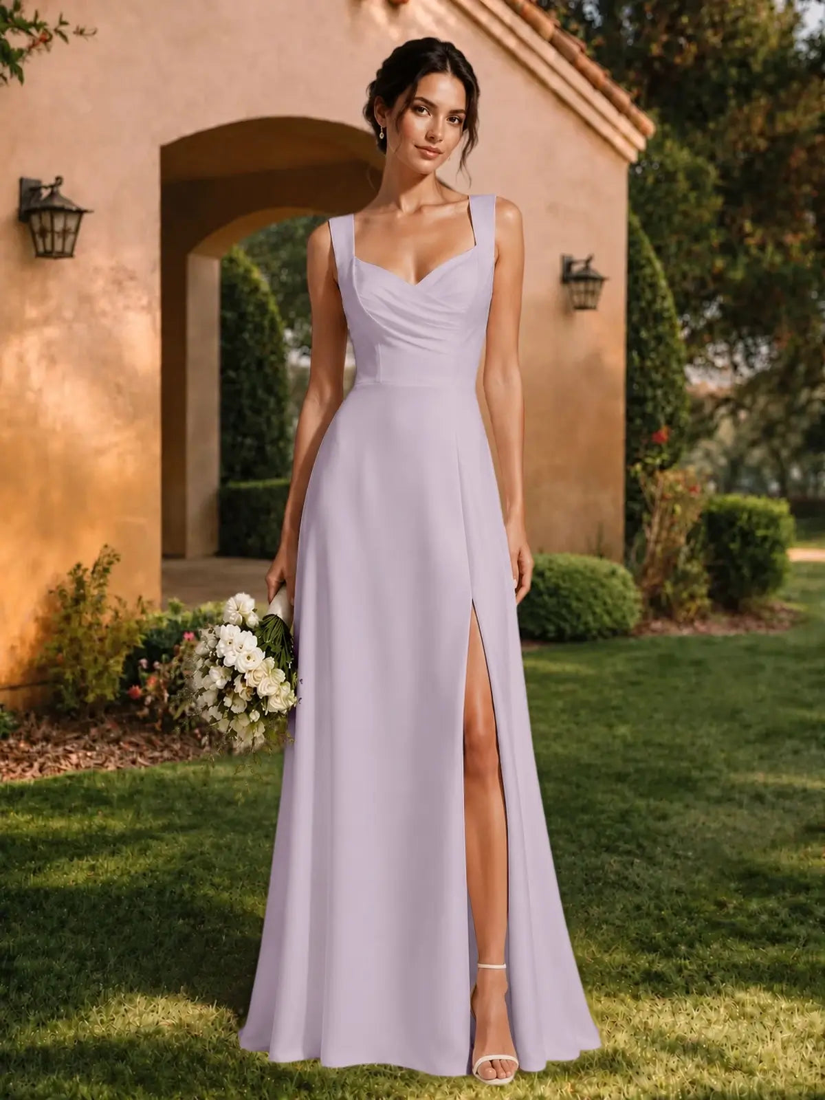 Sweetheart Neckline Bridesmaid Dress with Wide Straps