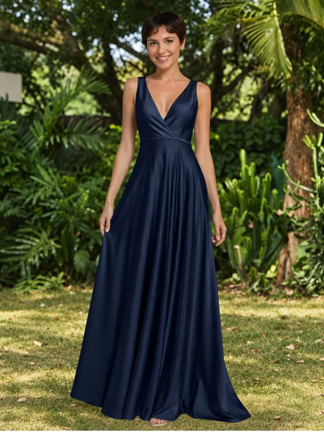 A-line Bridesmaid Dress with Cross-Over Bodice