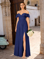 Chiffon Bridesmaid Dress with Cap Sleeves 
