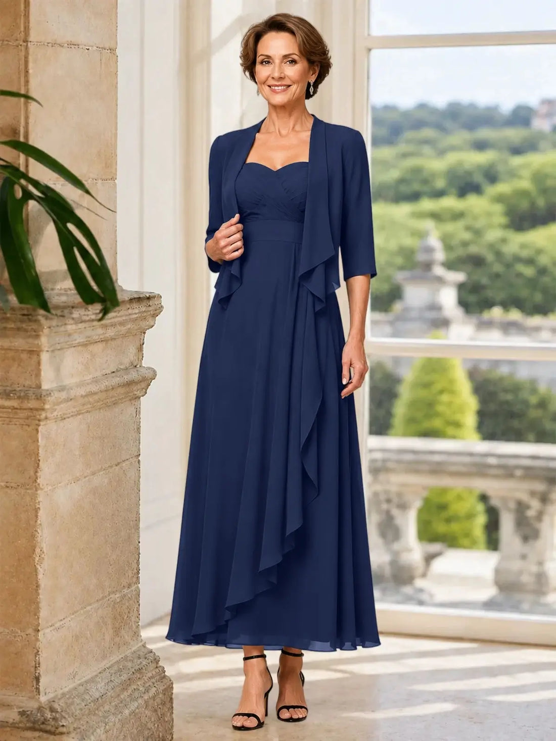 Two-piece Mother of the Bride Dress with Ruffle Design 