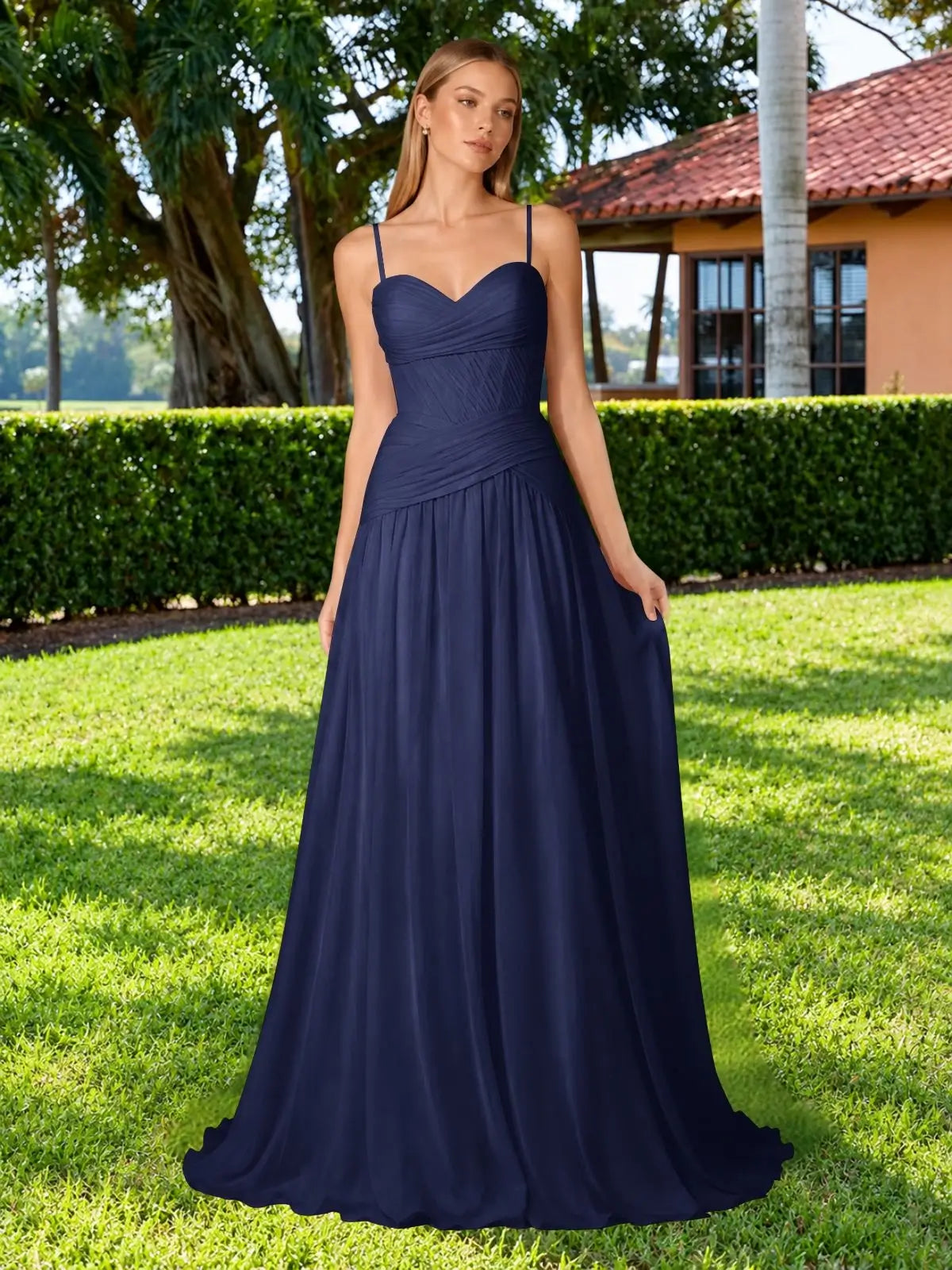 Chiffon Bridesmaid Dress with Ruched Design 