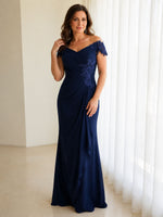 Off-Shoulder Chiffon Sheath Dress 