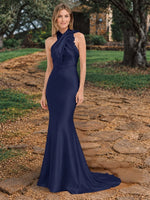 Silk-like Bridesmaid Dress with 3D Floral 