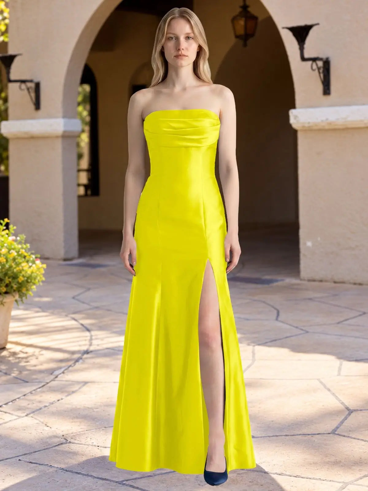 Strapless Ruched Bodice Prom Dress 