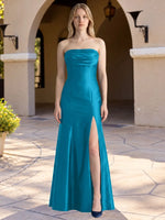 Strapless Ruched Bodice Prom Dress 