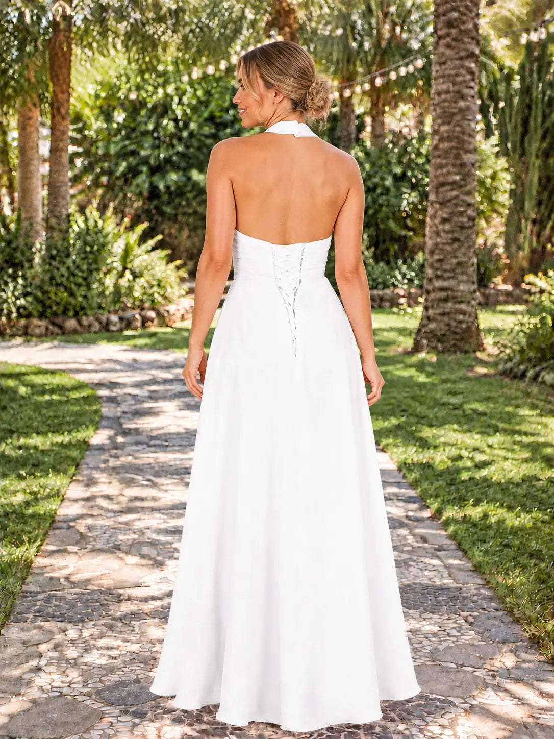 Ruched Halter Bridesmaid Dress 