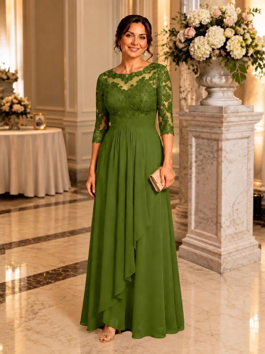 Three Quarter Sleeve Mother Dress 