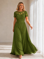 Illusion Applique Chiffon Dress 