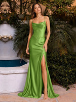 Sheath Bridesmaid Dress with High Slit 