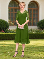 A-line Mother of the Bride Dress with Lace Sleeves 