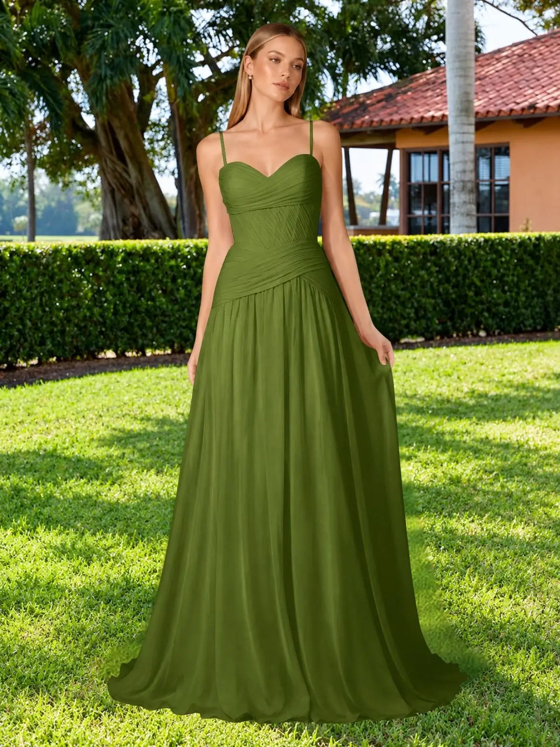 Chiffon Bridesmaid Dress with Ruched Design 