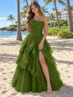 Tiered Strapless Prom Dress 