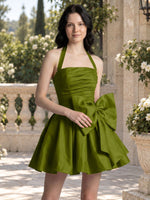 Halter Oversized Bow Mini Dress 