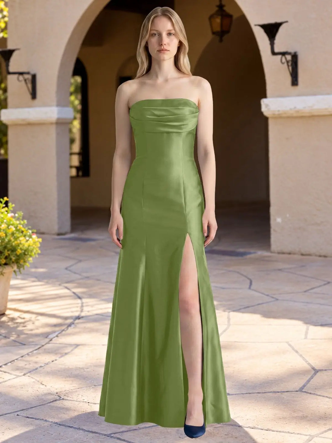 Strapless Ruched Bodice Prom Dress 