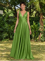 A-line Bridesmaid Dress with Cross-Over Bodice