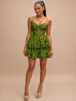 Sequin Appliques Mini Dress 