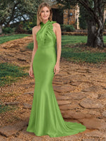 Silk-like Bridesmaid Dress with 3D Floral 