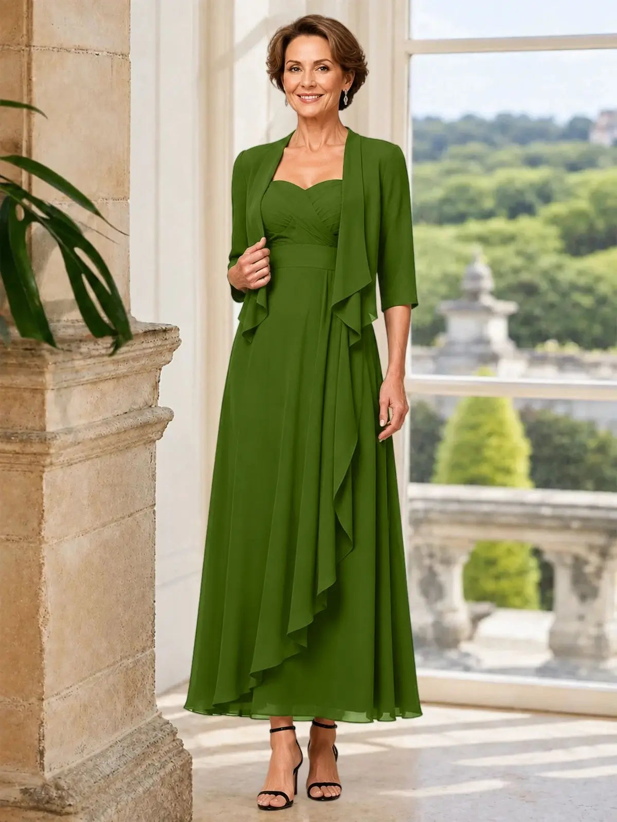 Two-piece Mother of the Bride Dress with Ruffle Design 