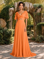 Cowl Neck Bridesmaid Dress with Cut-Out Detail