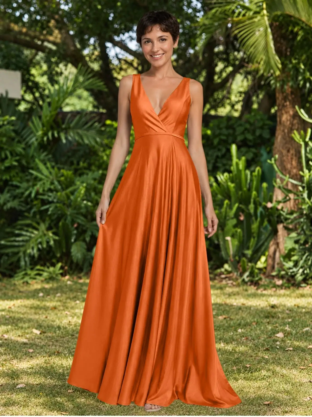 A-line Bridesmaid Dress with Cross-Over Bodice