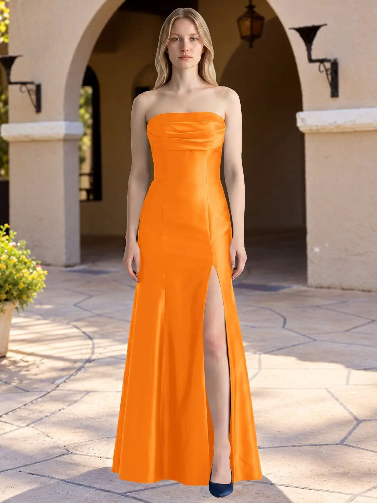 Strapless Ruched Bodice Prom Dress 