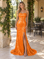 Geometric Sequin Prom Dress 
