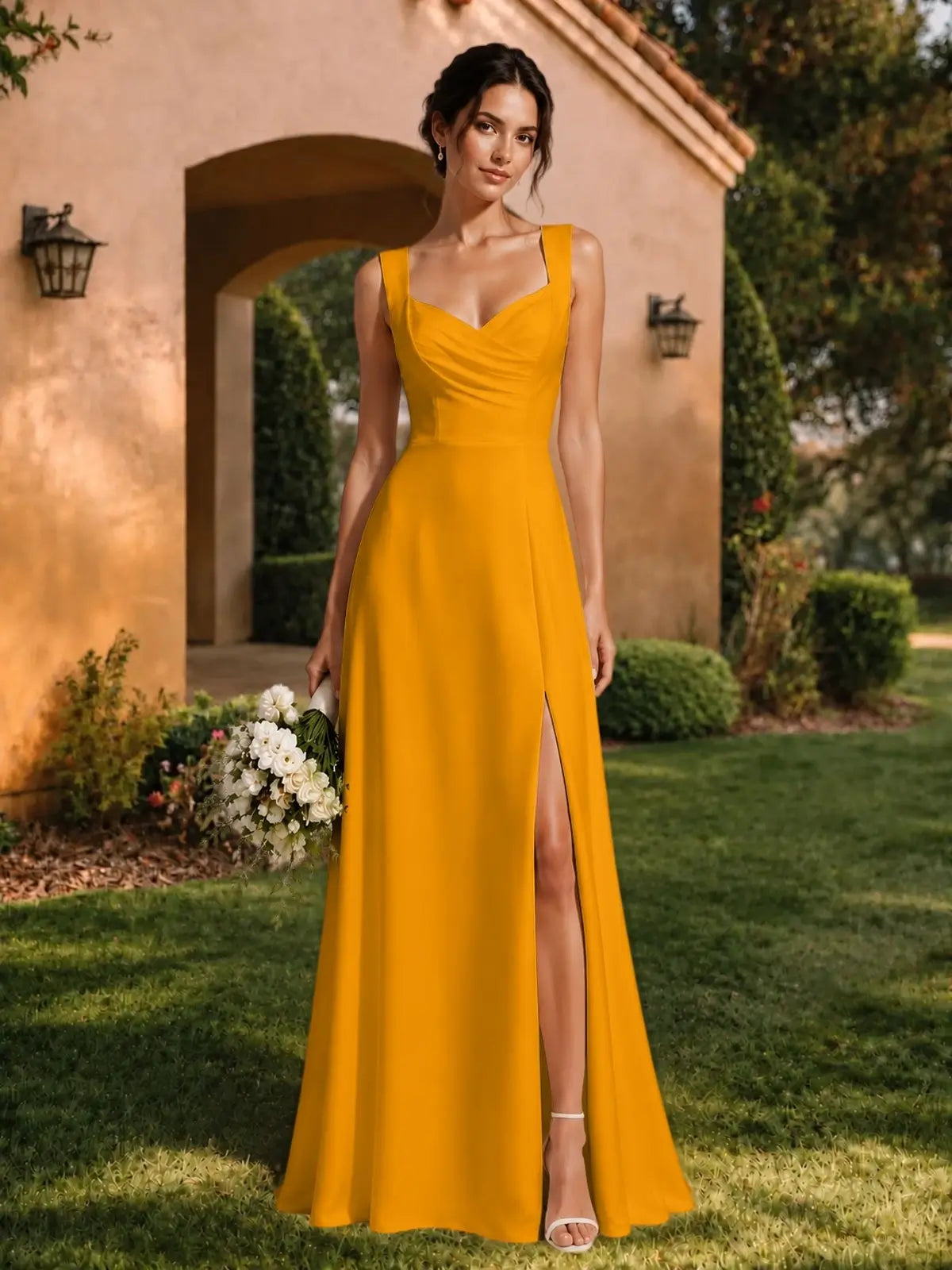 Sweetheart Neckline Bridesmaid Dress with Wide Straps