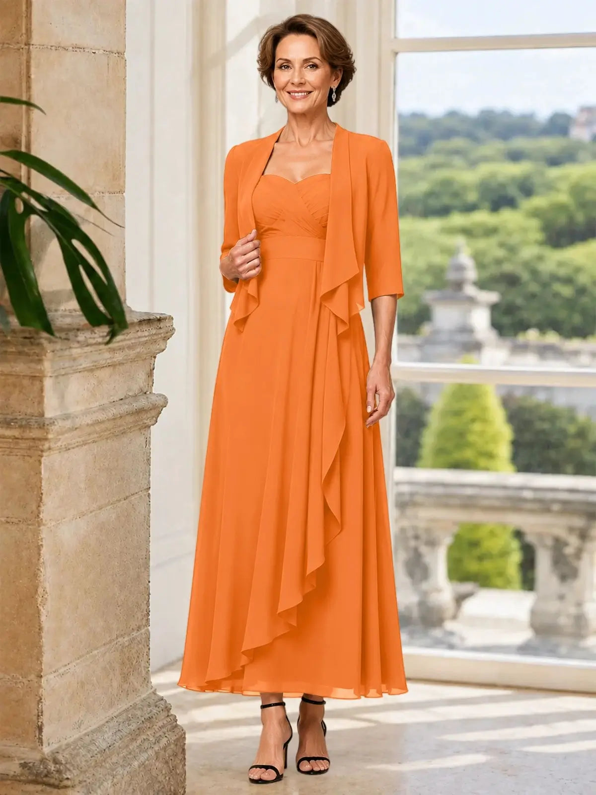 Two-piece Mother of the Bride Dress with Ruffle Design 