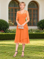 A-line Mother of the Bride Dress with Lace Sleeves 