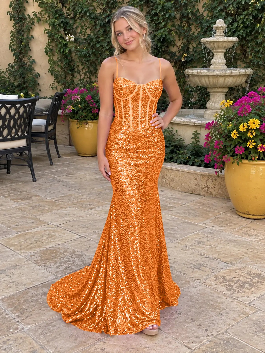 Spaghetti Sheath Prom Dress 
