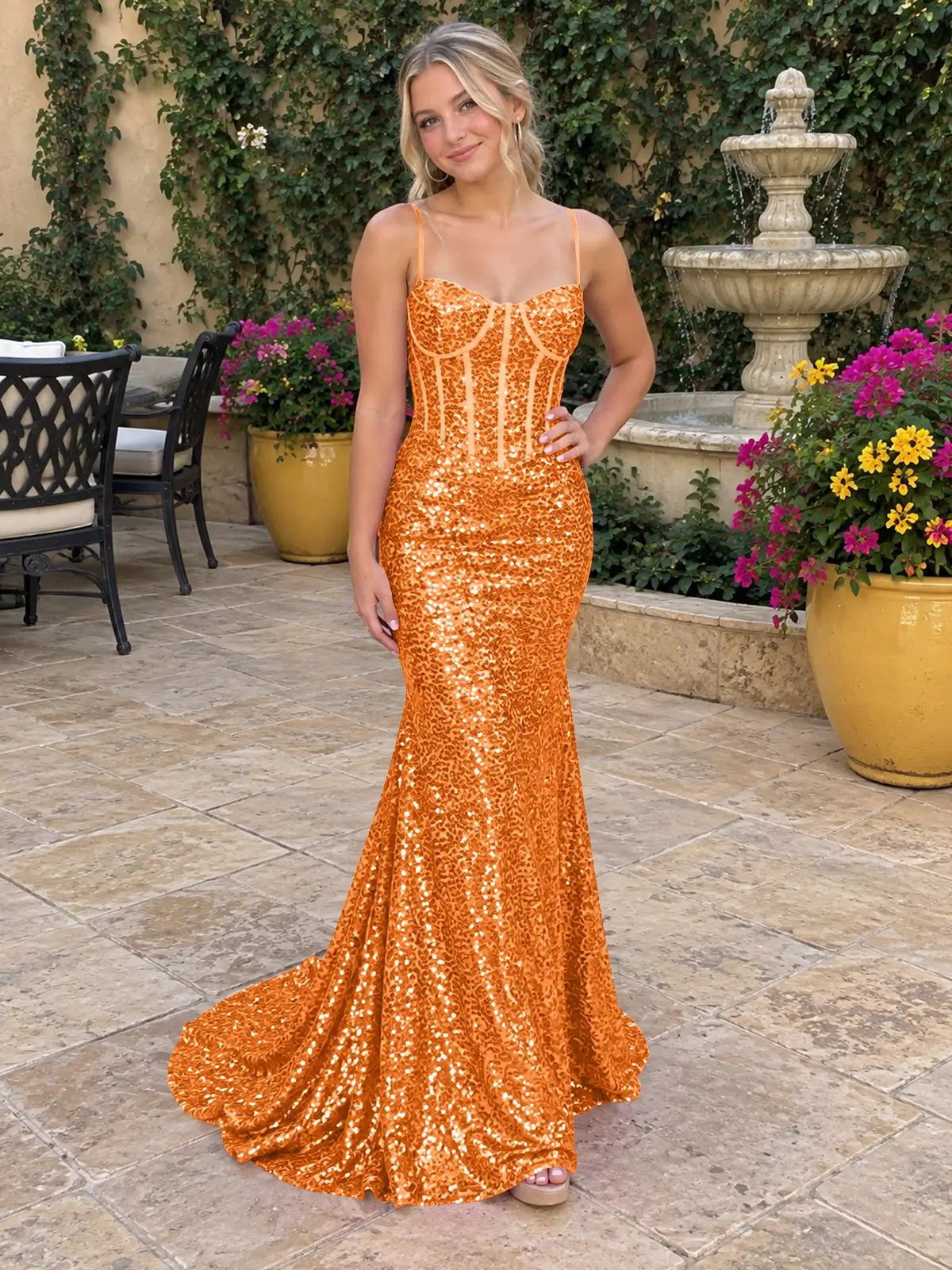 Spaghetti Sheath Prom Dress 