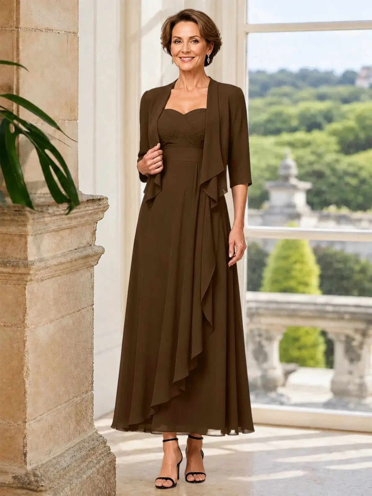 Two-piece Mother of the Bride Dress with Ruffle Design 