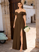 Chiffon Bridesmaid Dress with Cap Sleeves 