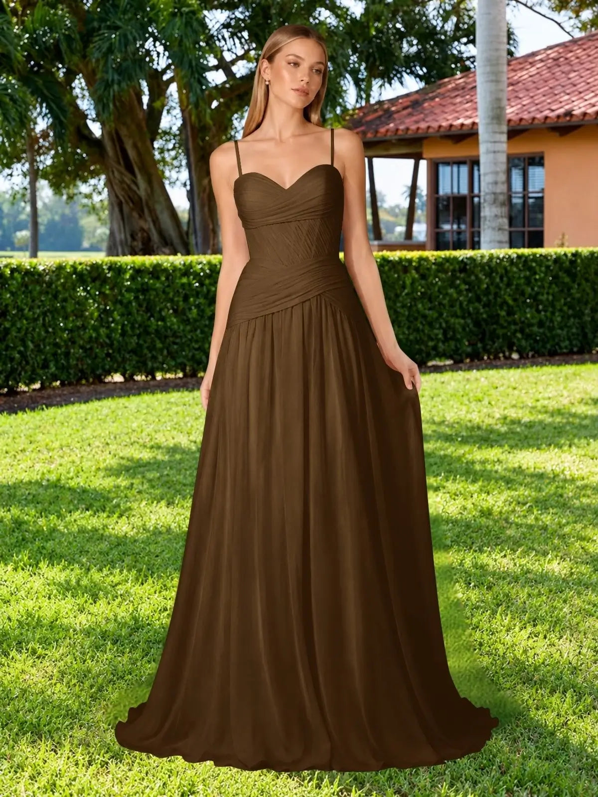Chiffon Bridesmaid Dress with Ruched Design 