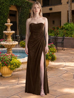 Velvet Prom Dress with Beaded Applique 