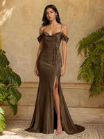 Mermaid Bridesmaid Dress with Tie Waist Sash