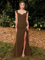 Chiffon Bridesmaid Dress with Ruffle Straps 