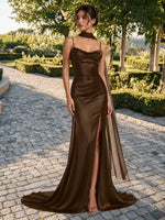 Mermaid Bridesmaid Dress with Neck Scarf 