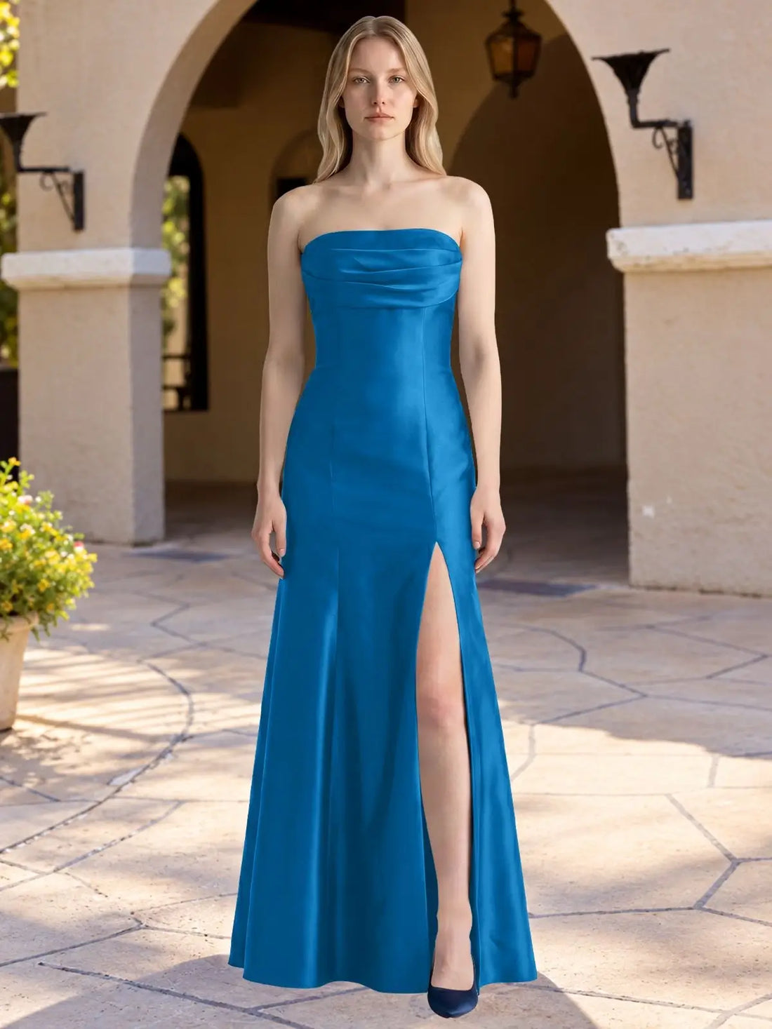 Strapless Ruched Bodice Prom Dress 