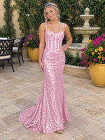 Spaghetti Sheath Prom Dress 